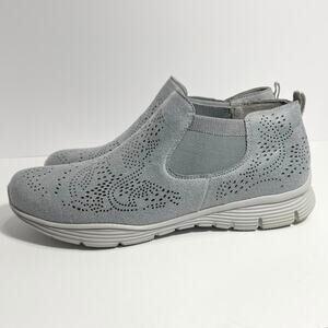 Skechers Seager Rooky Laser Cut Bootie Women 10 Gray Air Cooled Memory Foam EUC